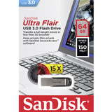 SanDisk Ultra Flair 64GB USB 3.0 Flash Drive - Lightning Fast Transfers Up to 150MB/s - Top-Down View