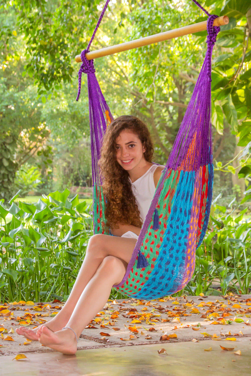 Mayan Legacy Colorina Extra Large Hammock Swing Chair with Back Support