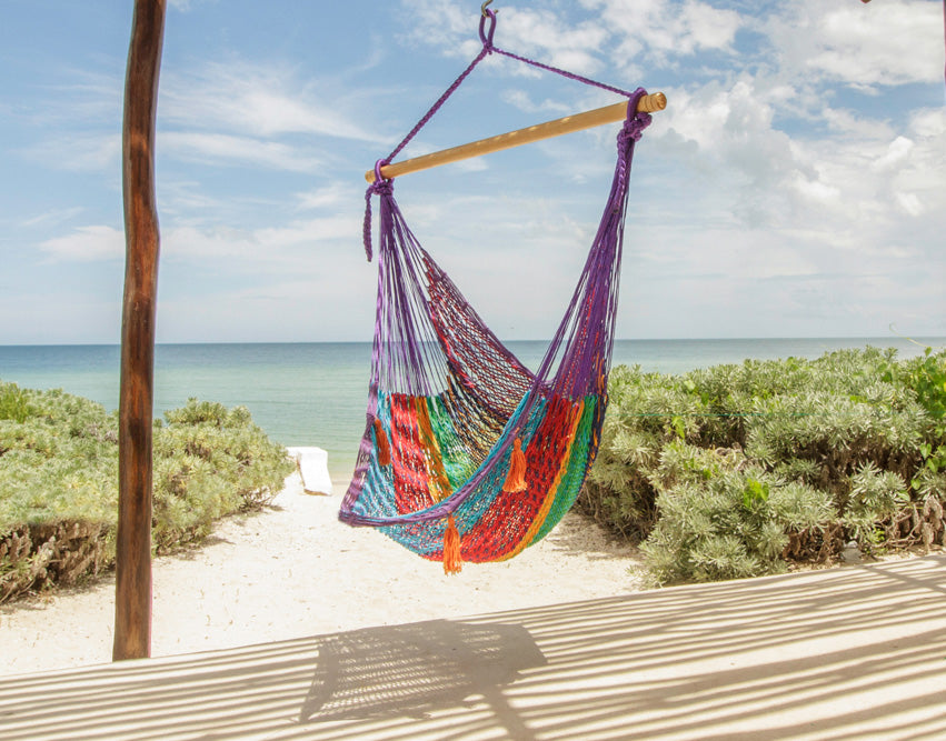 Mayan Legacy Colorina Extra Large Hammock Swing Chair with Back Support