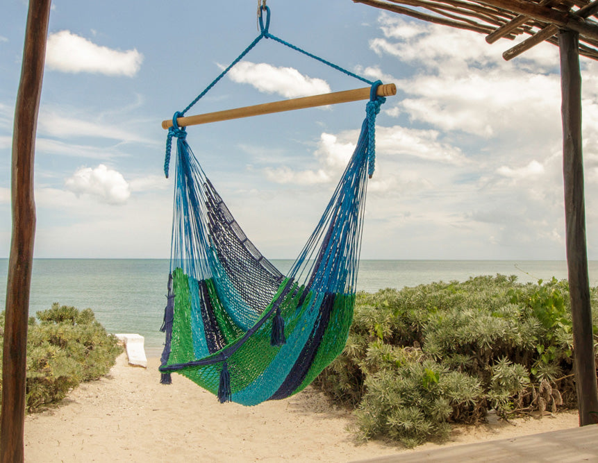 Oceanica Extra Large Outdoor Cotton Mexican Hammock Chair with Comfortable Back Support