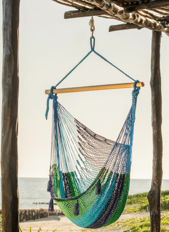 Oceanica Extra Large Outdoor Cotton Mexican Hammock Chair with Comfortable Back Support