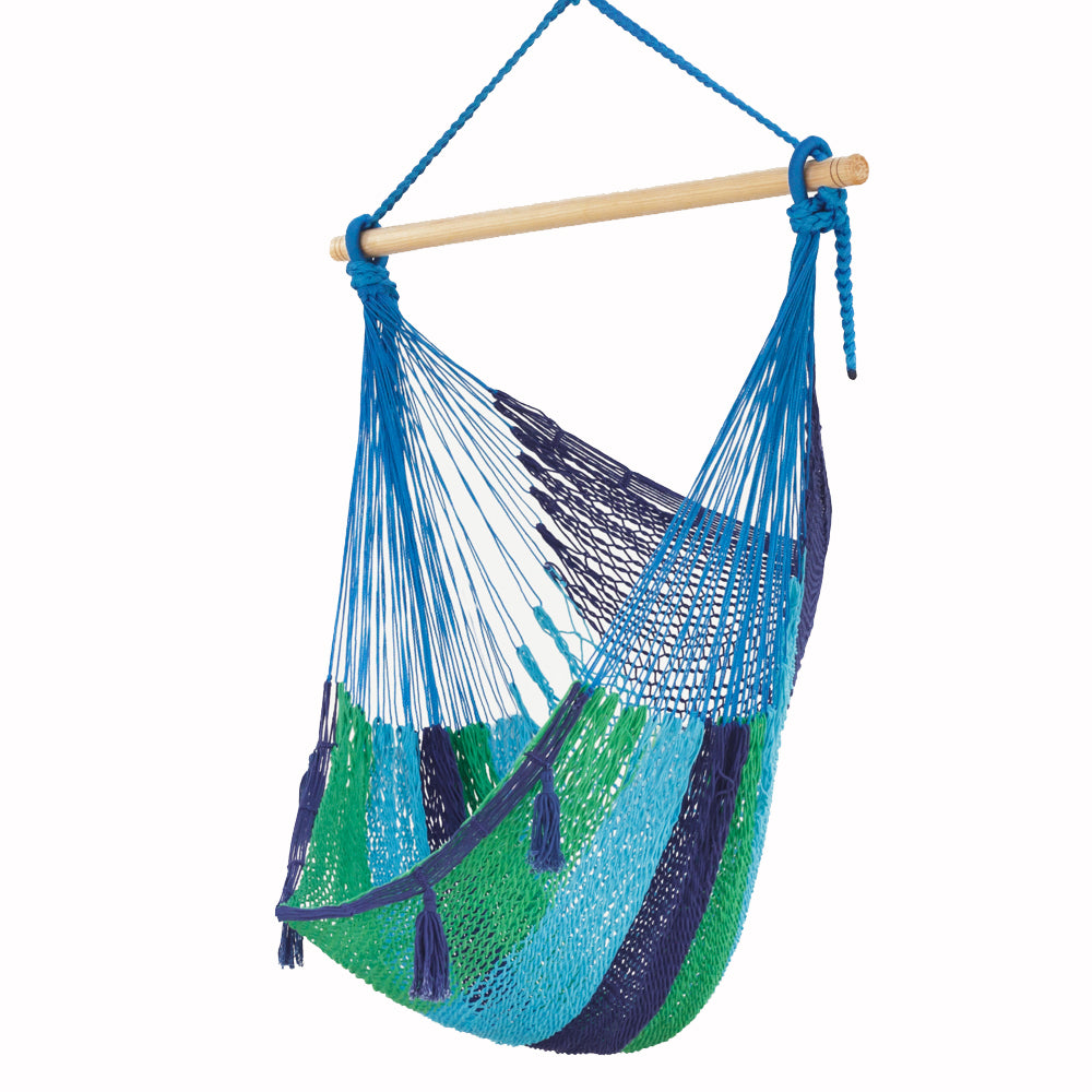 Oceanica Extra Large Outdoor Cotton Mexican Hammock Chair with Comfortable Back Support