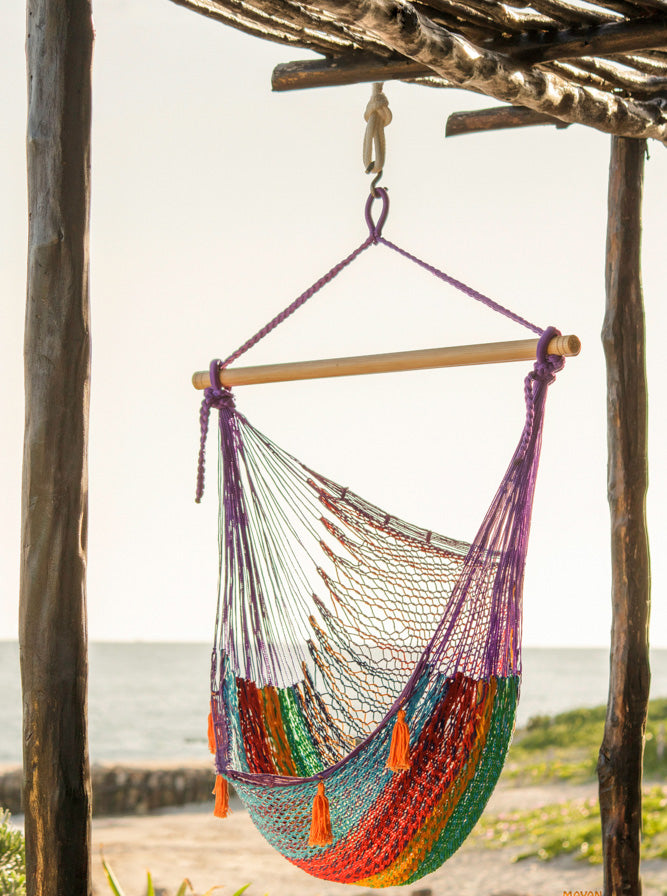 Mayan Legacy Colorina Extra Large Hammock Swing Chair with Back Support