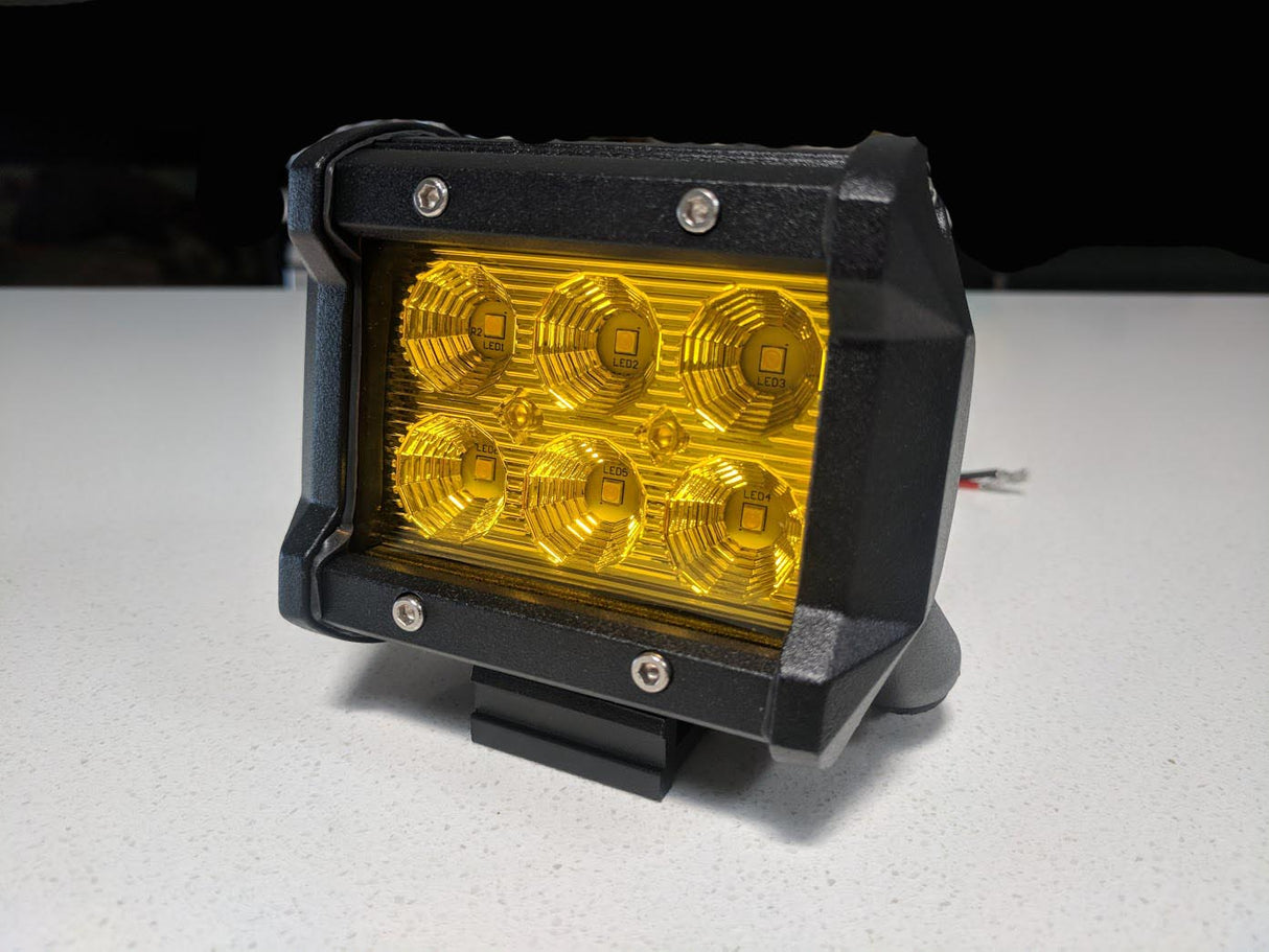 2-Pack 4-Inch Yellow LED Flood Light Bar for Offroad, Boat, Truck, and Work Applications
