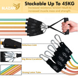 Ultimate 11-Piece Resistance Bands Set for Home Workouts – Includes Door Anchor, Handles, Carry Bag, and Ankle Straps for Strength Training and Physical Therapy - Top-Down View