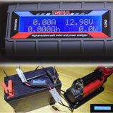 150A Digital Power Analyzer with LCD Display and Anderson Style Plugs for Solar Applications - Top-Down View