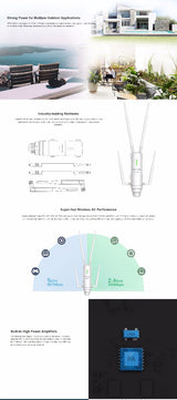 WAVLINK AC1200 Outdoor Gigabit Wi-Fi Range Extender with Enhanced Long-Range Performance - 45-Degree Angle