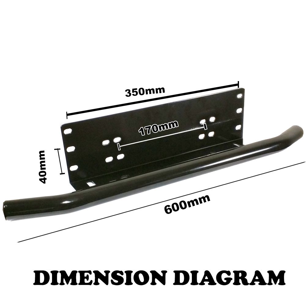 Universal Black Number Plate Frame Mount for Car Driving Light Bars - Easy Install Bracket