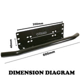 Universal Black Number Plate Frame Mount for Car Driving Light Bars - Easy Install Bracket - Top-Down View