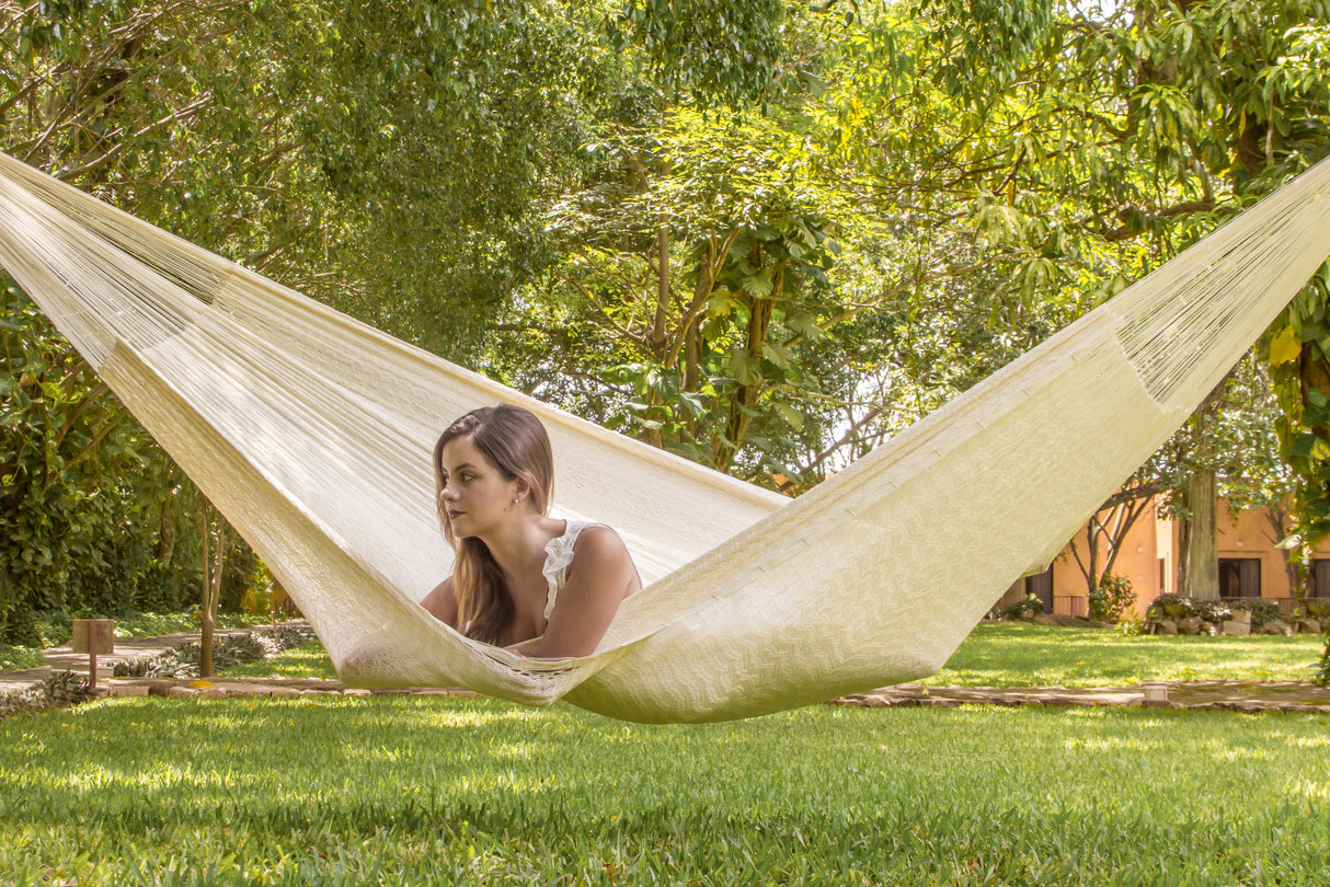 Mayan Legacy King Extra Large Cream Nylon Mexican Hammock