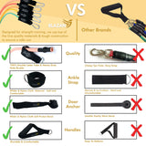Ultimate 11-Piece Resistance Bands Set for Home Workouts – Includes Door Anchor, Handles, Carry Bag, and Ankle Straps for Strength Training and Physical Therapy - 45-Degree Angle