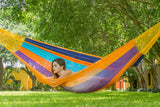 Mayan Heritage Extra Large Cotton Outdoor Hammock in Vibrant Alegra Design - Top-Down View
