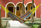 Mayan Legacy Extra Large Outdoor Cotton Hammock in Vibrant Confeti Design - Rear View
