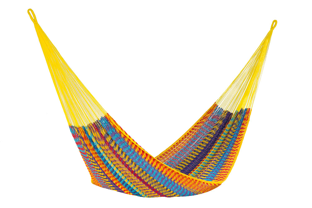 Mayan Legacy Extra Large Outdoor Cotton Hammock in Vibrant Confeti Design