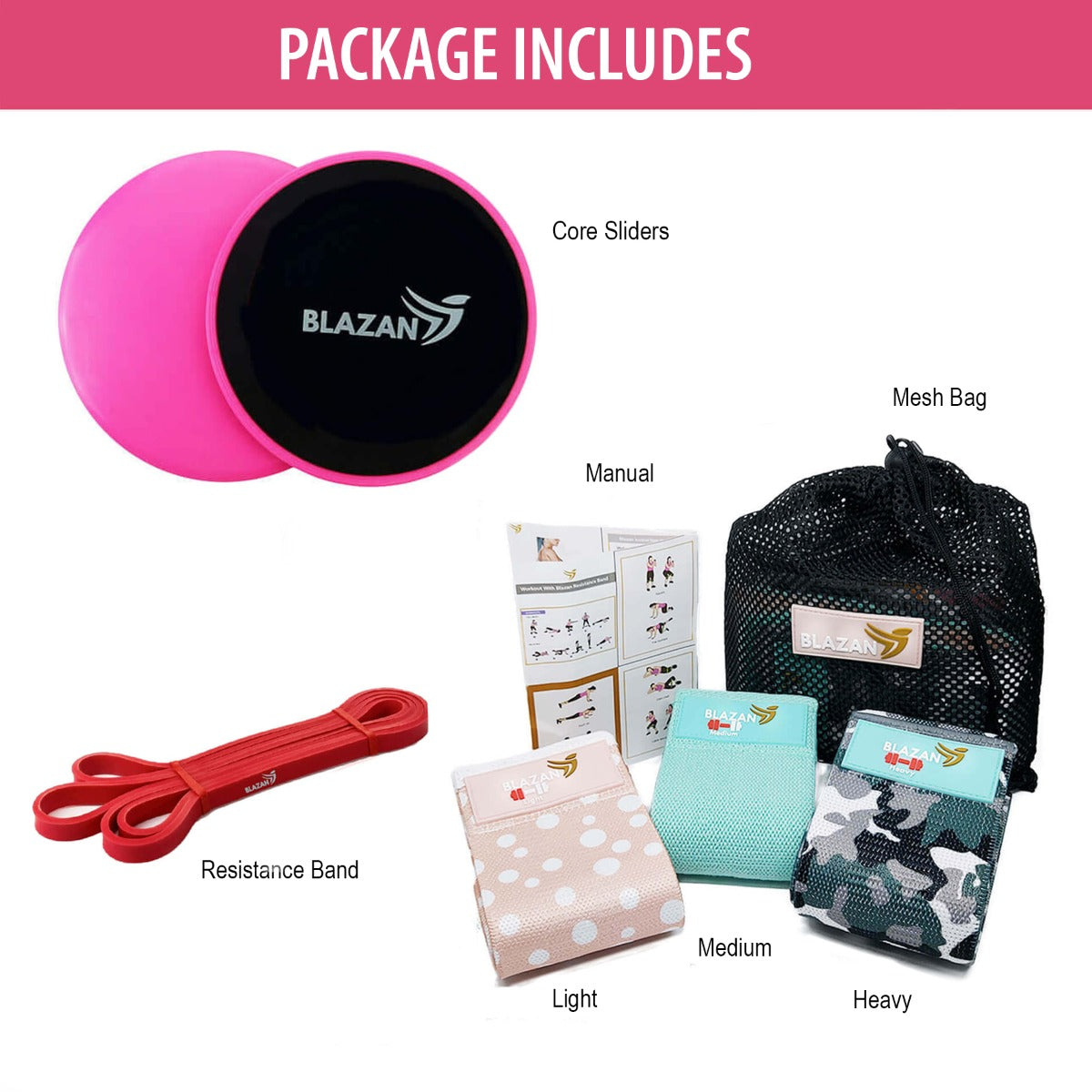 Ultimate Core Strength & Resistance Training Bundle with Sliders, Bands, and Massage Ball