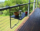 CARLA HOME Adjustable Balcony Table with Wood Grain Finish - Rear View