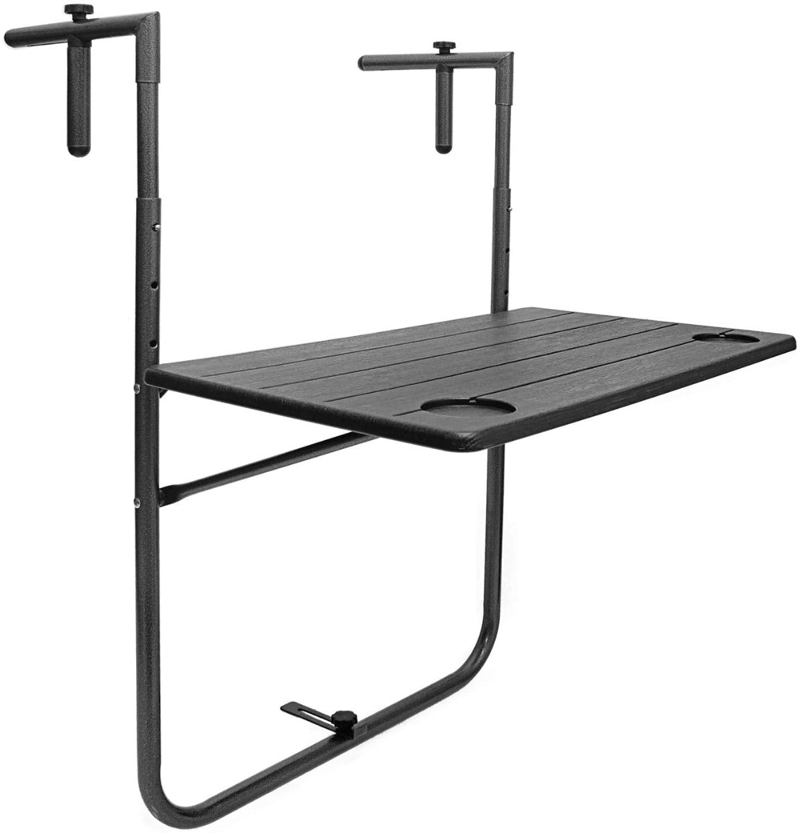 CARLA HOME Adjustable Balcony Table with Wood Grain Finish