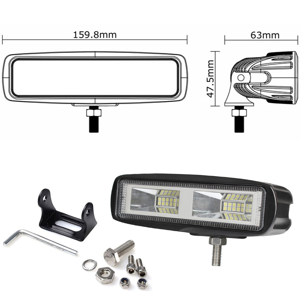 20W 6-Inch LED Offroad Work Light Bar - Ultra Flood Beam, Dual Lamp Set