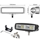 20W 6-Inch LED Offroad Work Light Bar - Ultra Flood Beam, Dual Lamp Set - Top-Down View