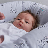 Zebra-Patterned Purair Breathable Baby Nest - Top-Down View