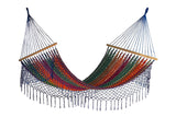 Mayan Legacy King Size Cotton Hammock with Elegant Fringe in Vibrant Mexicana Design