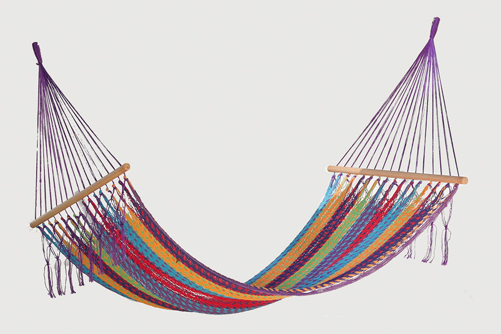 Mayan Legacy Colorina Queen Size Outdoor Cotton Hammock - No Fringe, Perfect for Relaxation