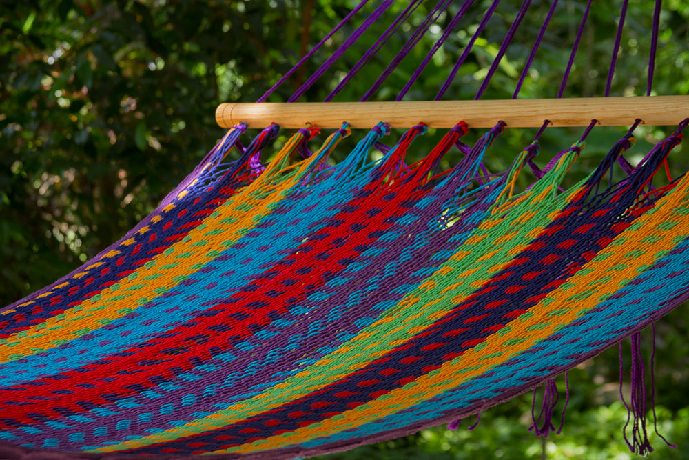 Mayan Legacy Colorina Queen Size Outdoor Cotton Hammock - No Fringe, Perfect for Relaxation