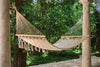 Mayan Legacy Queen Size Outdoor Cotton Mexican Resort Hammock No Fringe in Cream Colour