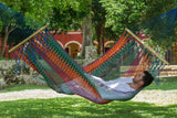 Mayan Legacy Mexicana Queen Size Outdoor Cotton Hammock - No Fringe Design for Patio Relaxation - Rear View