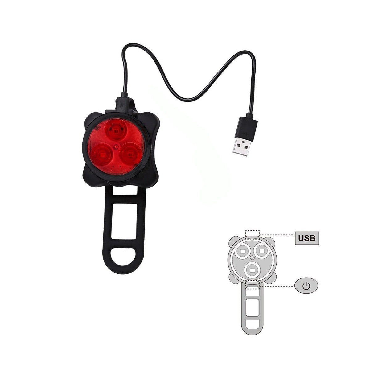 USB Rechargeable Waterproof Front and Rear Bicycle Lights with IPX4 Protection