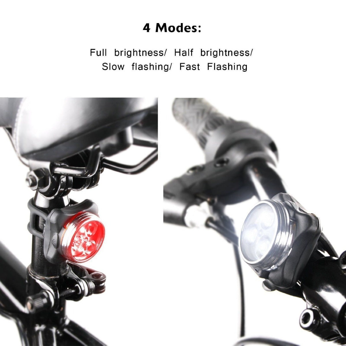 USB Rechargeable Waterproof Front and Rear Bicycle Lights with IPX4 Protection