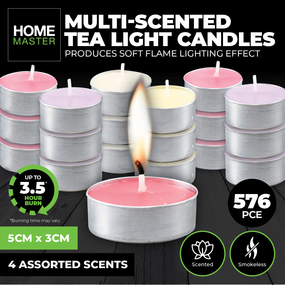 Multicolor Aromatic Tealight Candle Set for Home Decoration and Special Events - 576 Pack