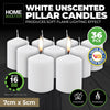 Home Master 36PCE Pillar Candles White Unscented Lead Free Wick 16 Hours 7cm