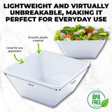 Home Master 48-Piece Lightweight Square Melamine Bowls - 15cm Durable and Unbreakable - Side View