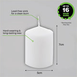 Home Master 36-Pack White Unscented Pillar Candles with 16-Hour Burn Time - 7cm - Side View