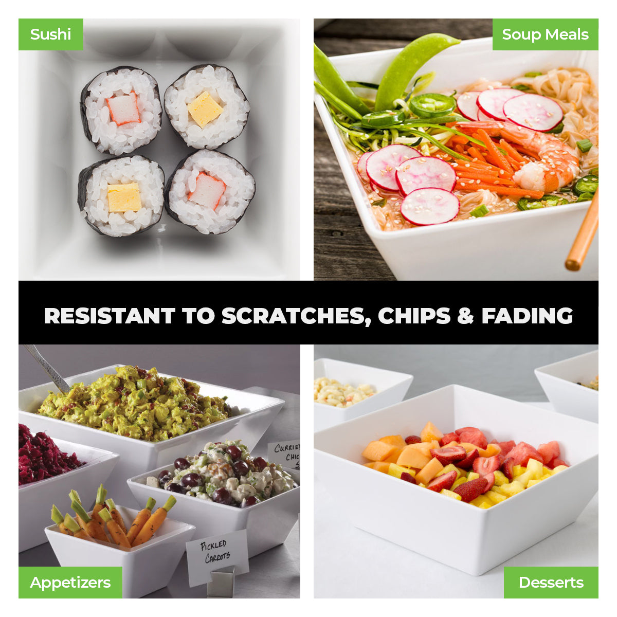 Home Master 48-Piece Lightweight Square Melamine Bowls - 15cm Durable and Unbreakable