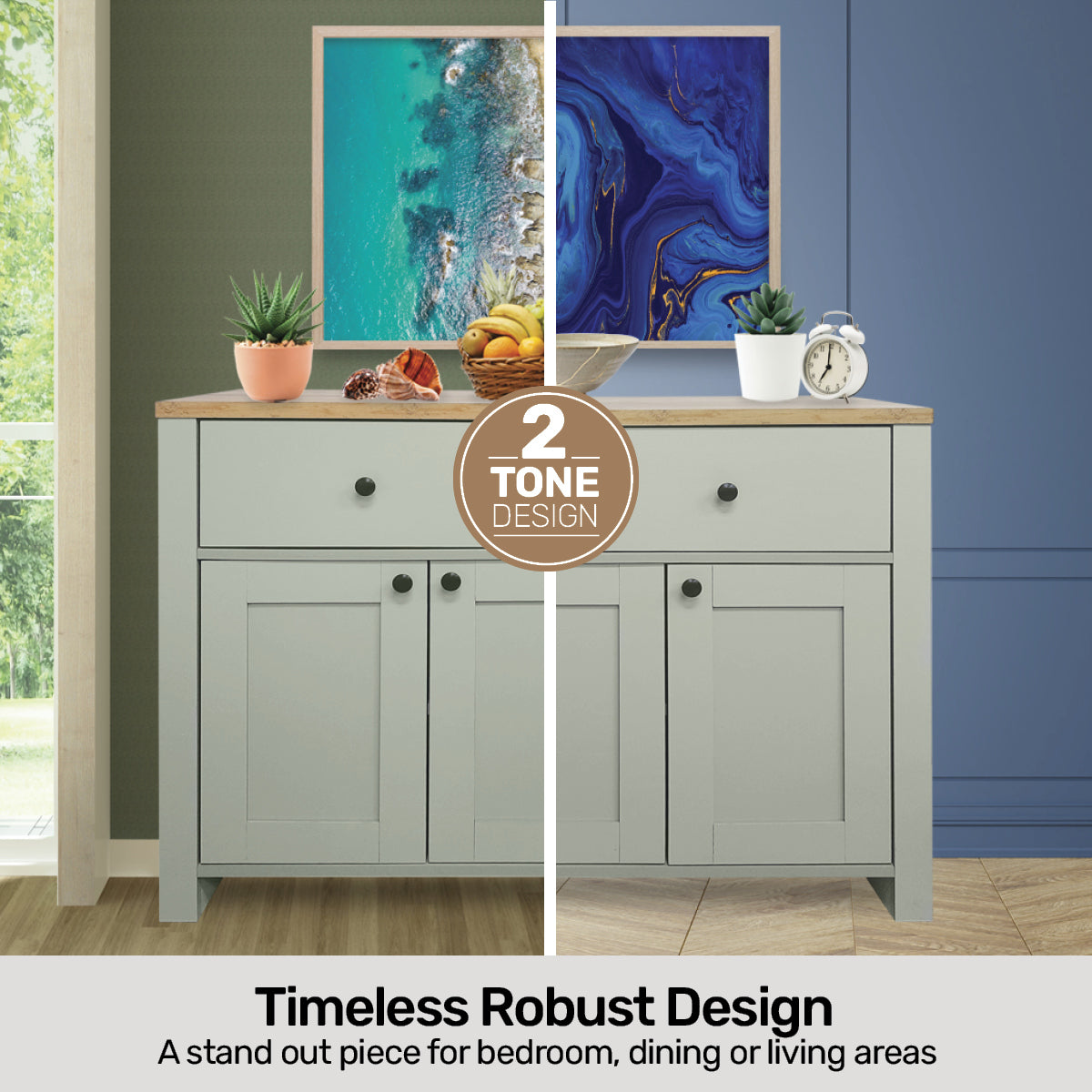 Stylish Winchester Two Tone Sideboard with Ample Storage Space - 110cm