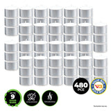 Home Master 480 Unscented White Tealight Candles for Weddings and Celebrations - Rear View